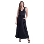 24seven Comfort Apparel Sleeveless V Neck Maxi Dress with Pocket Detail
