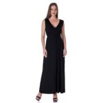 24seven Comfort Apparel V Neck Sleeveless Maxi Dress with Belt
