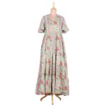 NOVICA Cotton maxi dress Floral Symphony